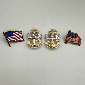 4 Pins- United States Navy Chief Petty Officer Pins Flag Lapel Pin USA Patriotic